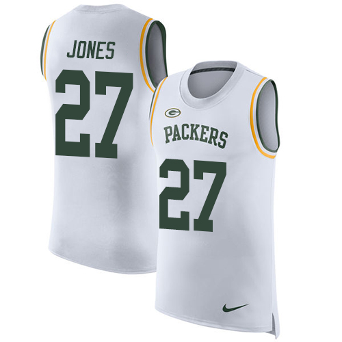 Nike Packers #27 Josh Jones White Men's Stitched NFL Limited Rush Tank Top Jersey - Click Image to Close